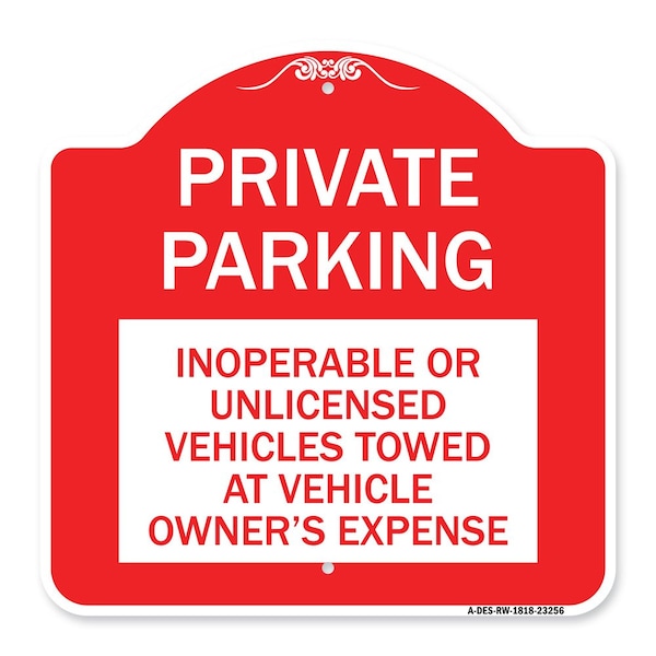 Private Parking Inoperable or Unlicensed Vehicles Towed at Vehicle Owners Expense, RW-1818-23256